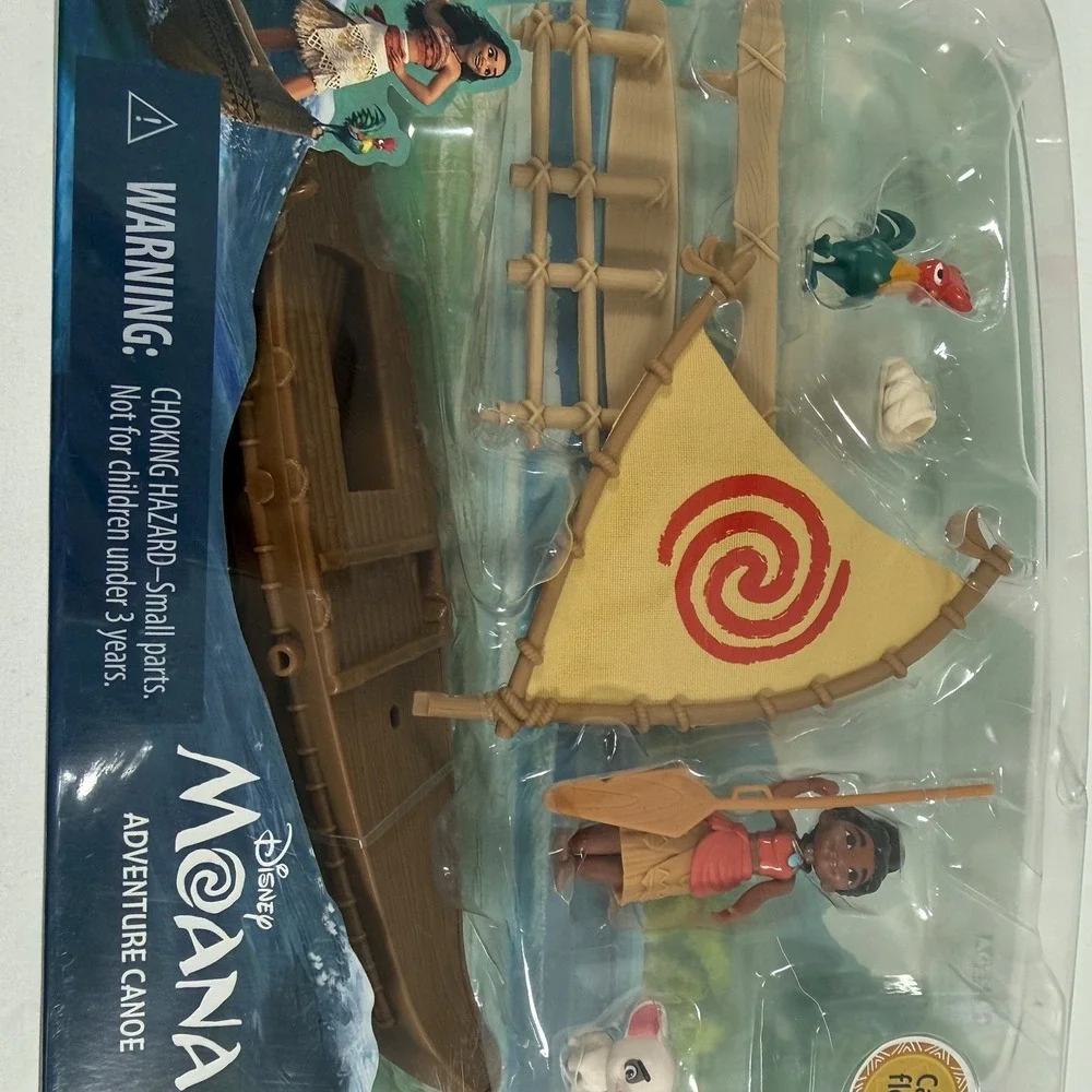 DISNEY MOANA FIGURE ADVENTURE‎ CANOE PLAYSET HEIHEI & PUA PIG MISP 2016 RARE